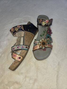 Floral Multi-Color Wedge Sandals for Women